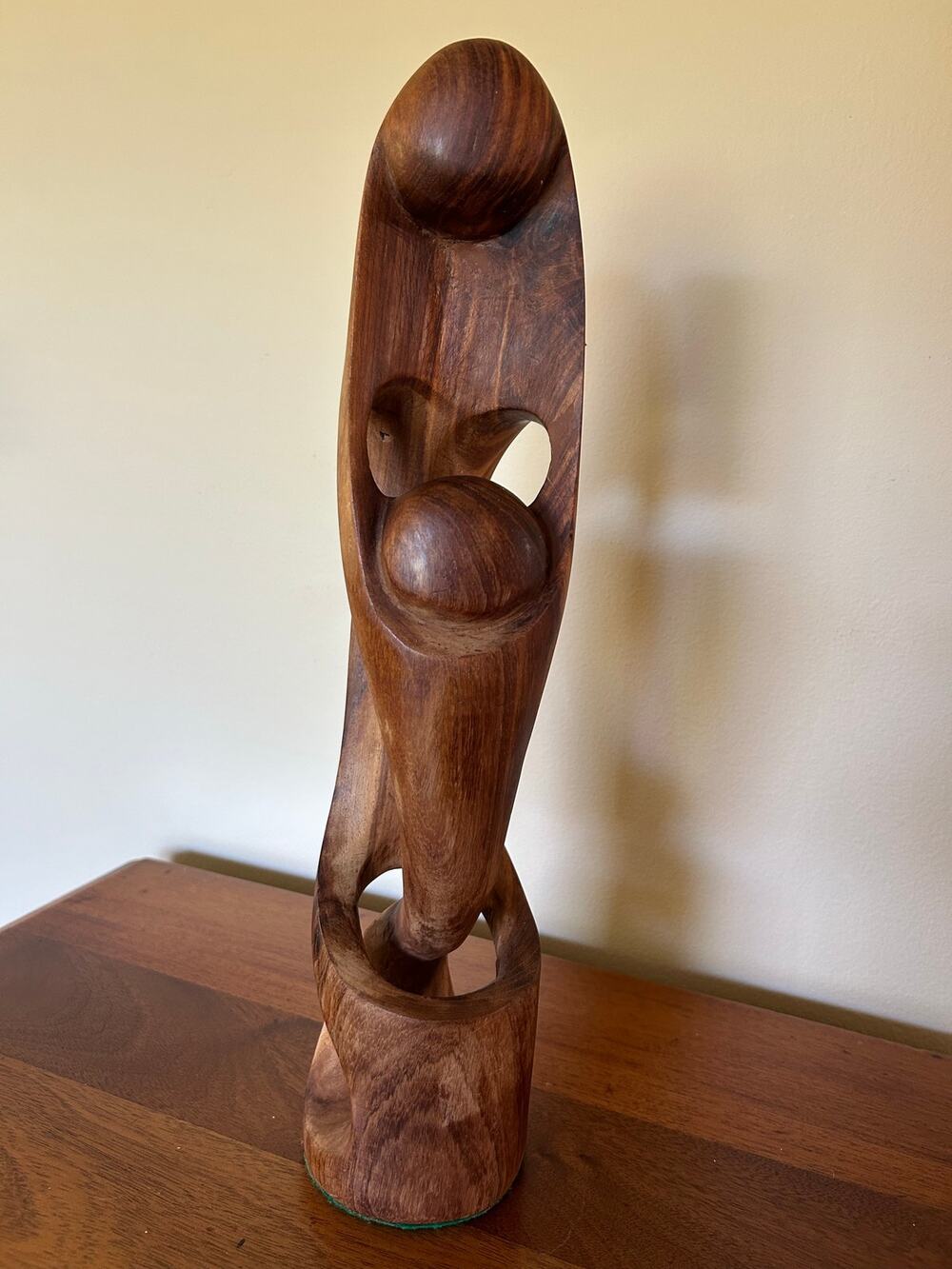 Vintage Mid-Century Modern Teak Wood Mother & Child Sculpture |